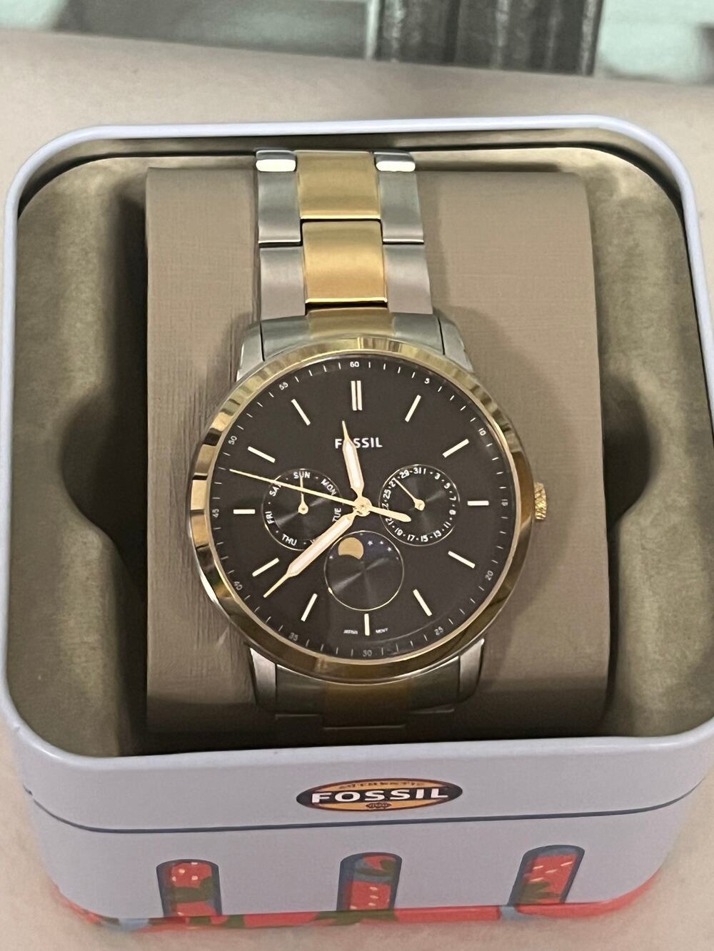 Fossil  FS5907 Two-Tone Moonphase Multifunction Stainless Steel Men’s Watch